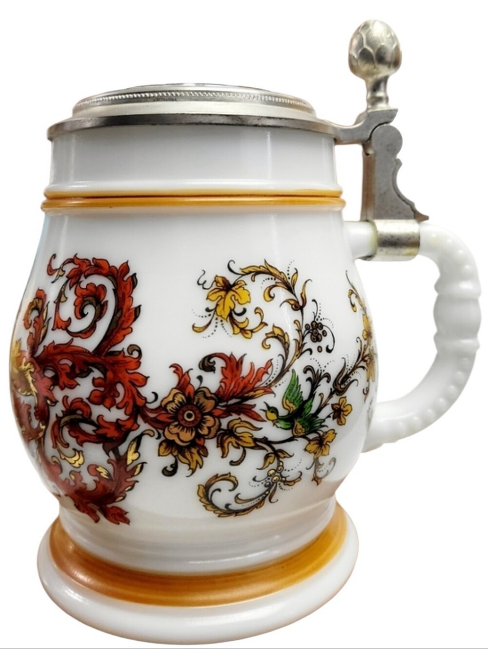 Vintage Original BMF-Bierseidel Milk Glass Stein, Made in Germany, 6.5"H